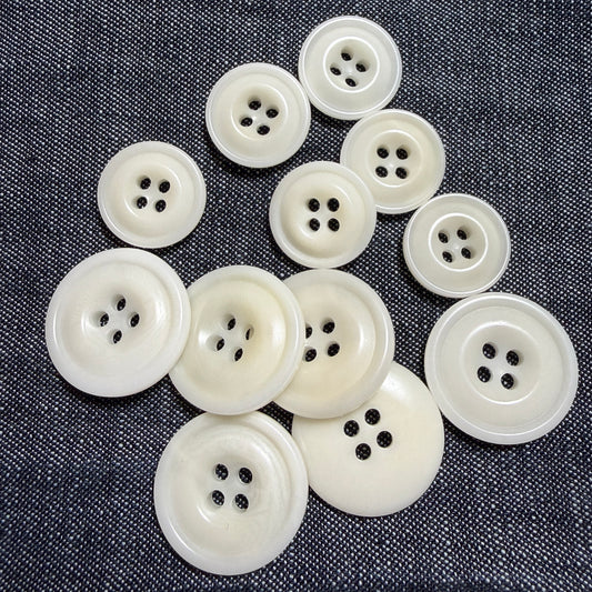 Natural Corozo Button in White (Two Sizes)