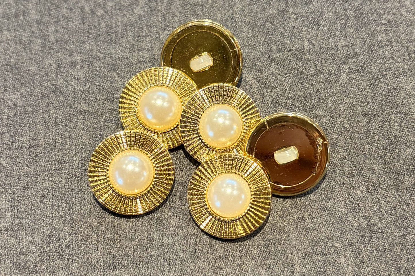 Ornate Gold and Pearl Shank Button (Set of 6)