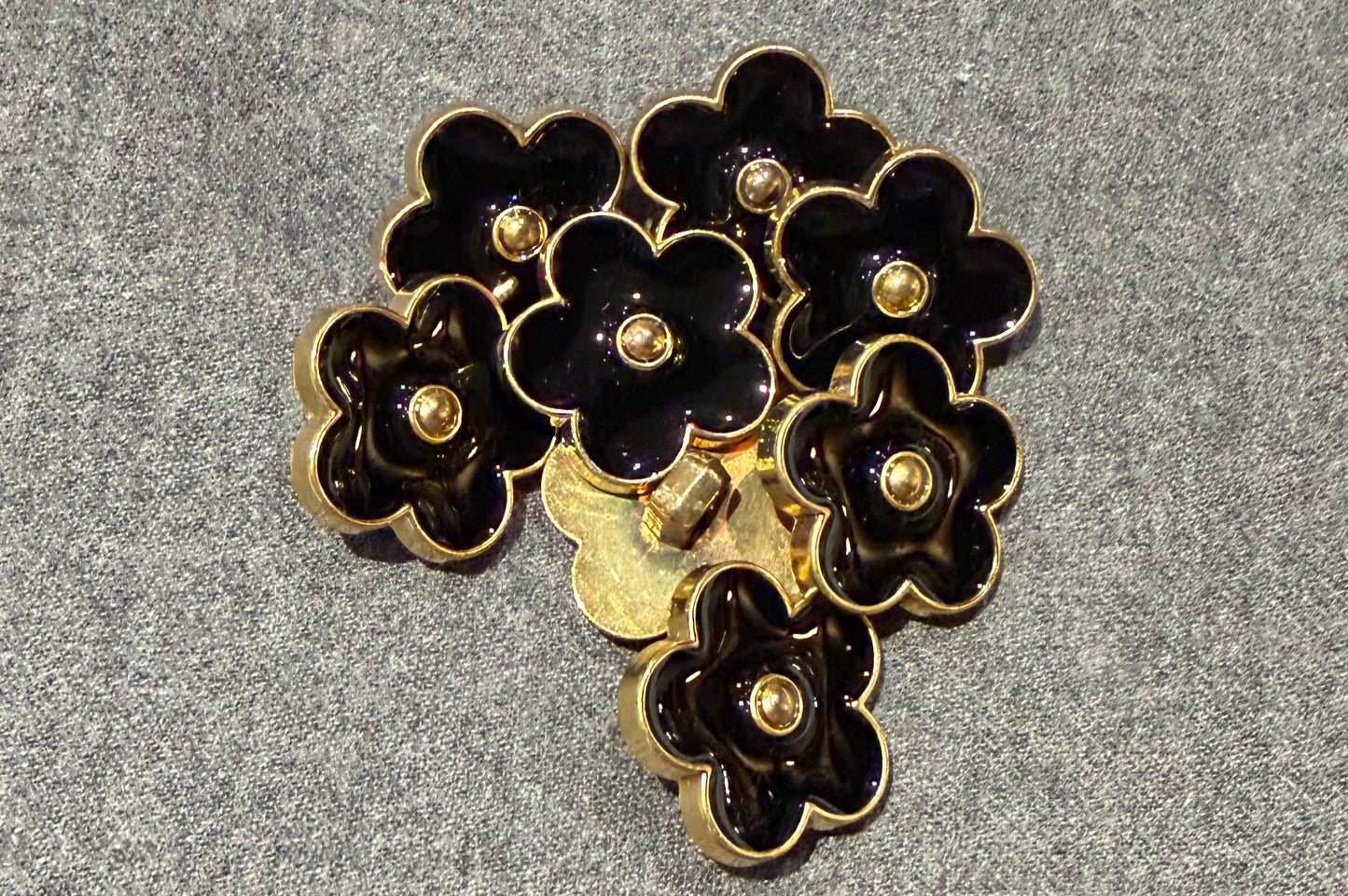Black Flower Shank Button (Set of 8)